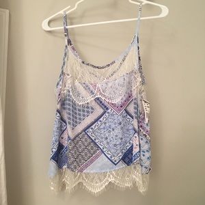 Lace and sheer tank